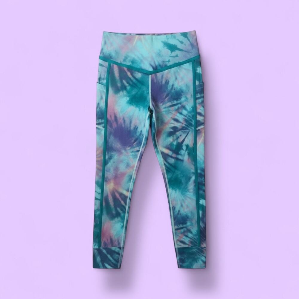 NWT Colosseum Women's Amour Workout Leggings Tie Dye Teal Medium Activewear Gym